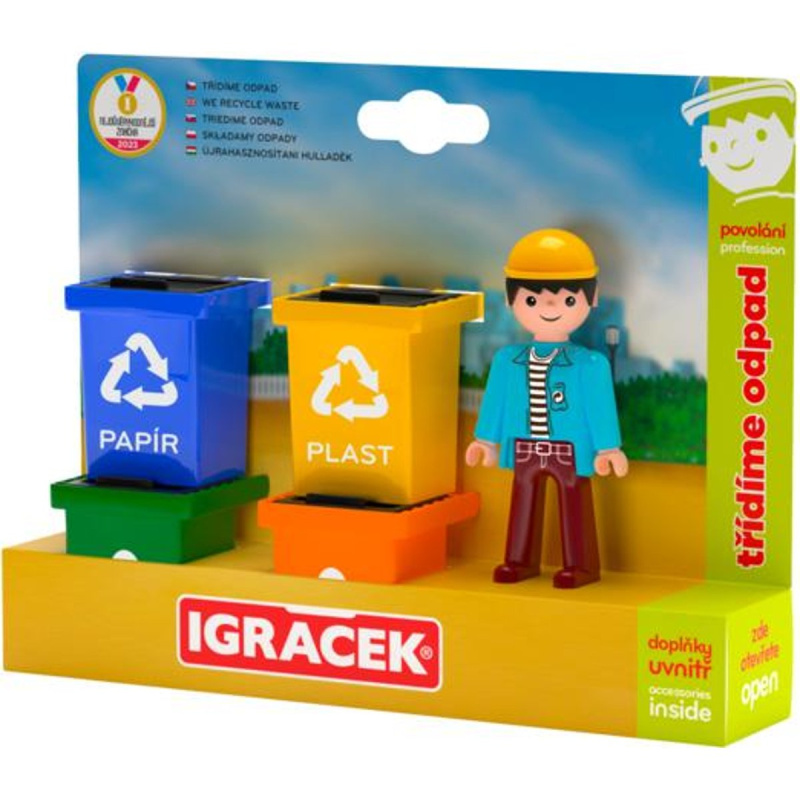 Igráček Trio Třídíme odpad - figurka s popelnicemi