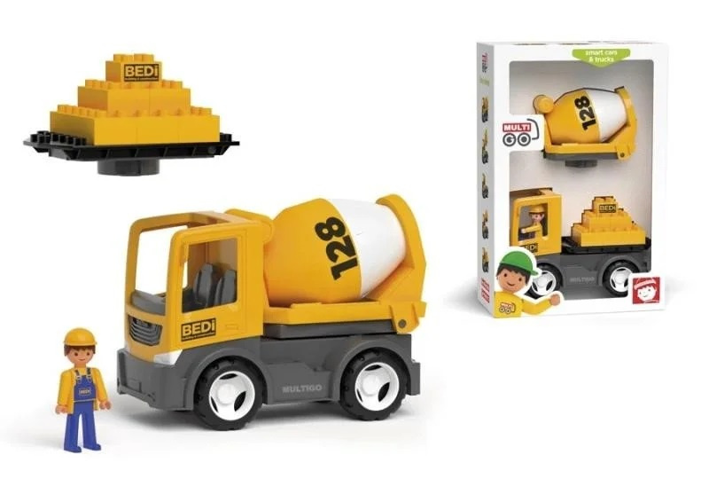 MultiGO Build 2+1 – Auto s Igráčkem, domíchávač, stavební deska, kostky