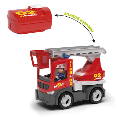 ECO MultiGO Fire 2+1 - Igráček hasič, auto, žebřík, cisterna