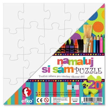 Puzzle, namaluj si sám, Čtverce 2ks, 20 dílků Aladine