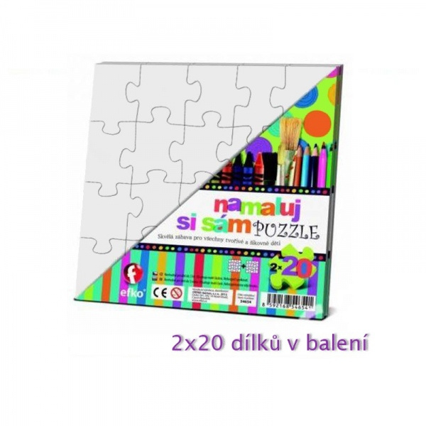 Puzzle, namaluj si sám, Čtverce 2ks, 20 dílků Aladine