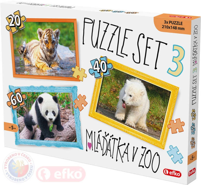EFKO puzzle 3v1 mláďátka v zoo 21 x 15 cm