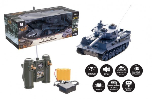 Teddies RC Tank TIGER I plast 33cm 27MHz RTR na baterie+dobíjecí pack se zvukem a světlem 1:28