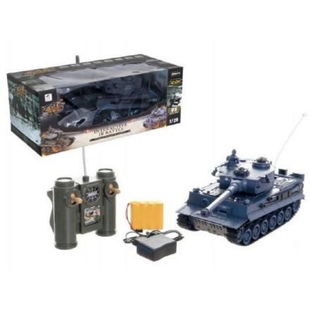 Teddies RC Tank TIGER I plast 33cm 27MHz RTR na baterie+dobíjecí pack se zvukem a světlem 1:28