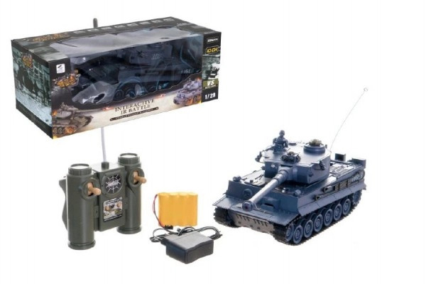 Teddies RC Tank TIGER I plast 33cm 27MHz RTR na baterie+dobíjecí pack se zvukem a světlem 1:28