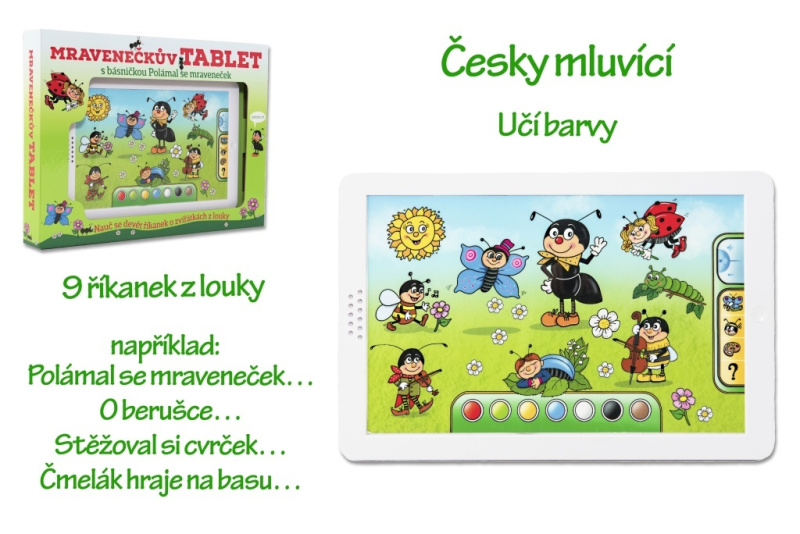 Teddies Mravenečkův tablet plast 30x20x2 cm na baterie se zvukem