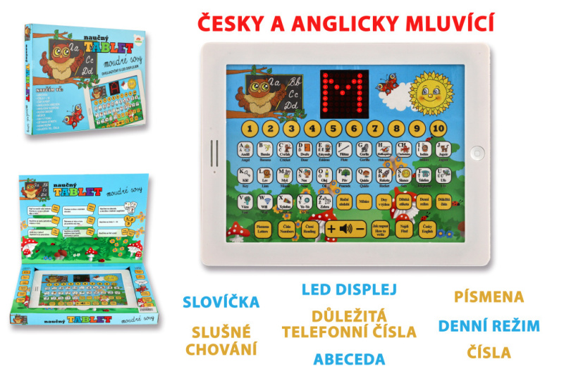 Teddies Moudré sovy naučný tablet dvojjazyčný CZ+AJ