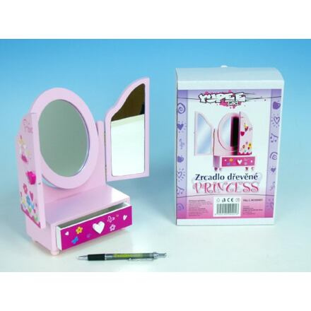 Teddies dřevěná šperkovnice se zdrcadlem Princess, 3-dílné