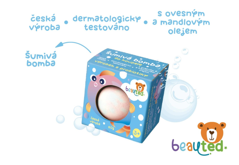 Šumivá koupelová bomba s probiotiky Beauted pro děti