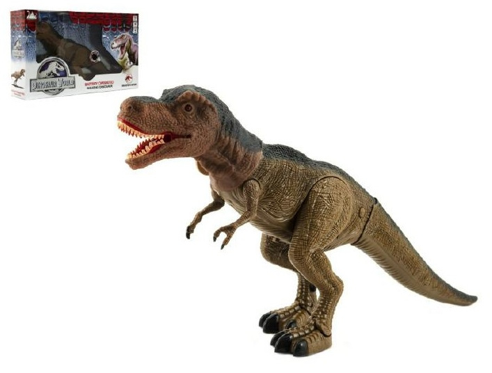 Dinosaurus tyranosaurus chodící plast 40 cm na baterie se světlem se zvukem