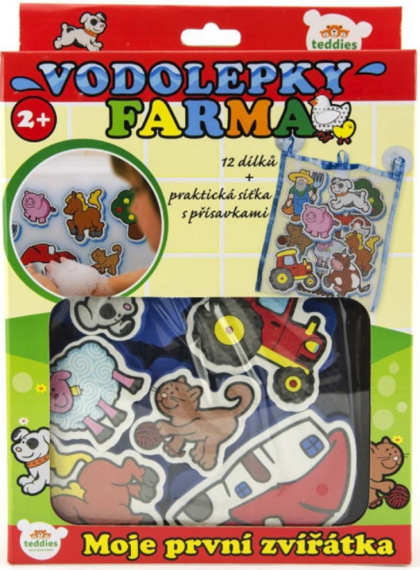 Teddies Vodolepky Moje první zvířátka farma pěnová sada se síťkou 12ks