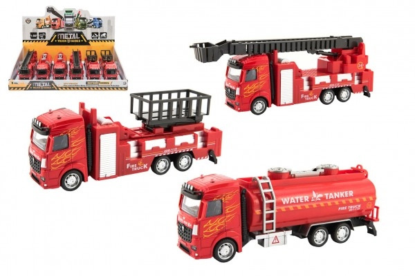 Teddies Auto hasiči kov/plast 21-23cm na zpětné natažení 3 druhy