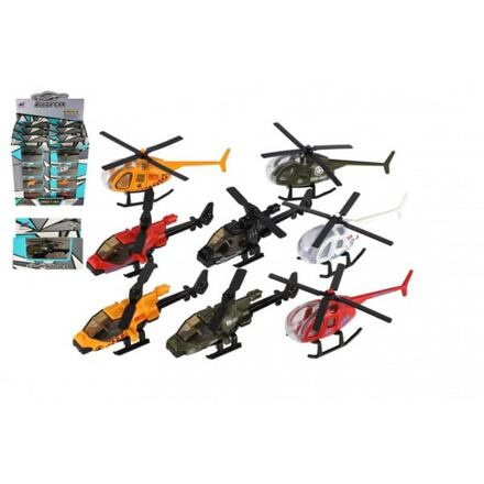 Teddies Vrtulník/Helikoptéra kov/plast 10cm mix barev 12x9x5cm v krabičce 1 kus