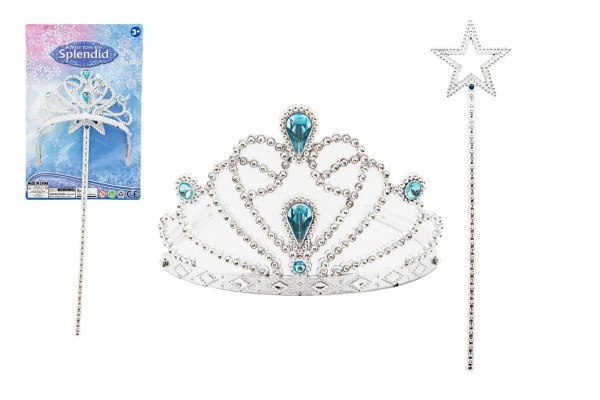 Teddies Sada krásy pro princezny plast korunka + hůlka