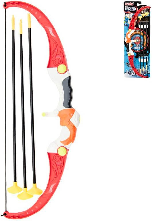 Teddies dětský luk 57cm + 3 soft šípy s přísavkami
