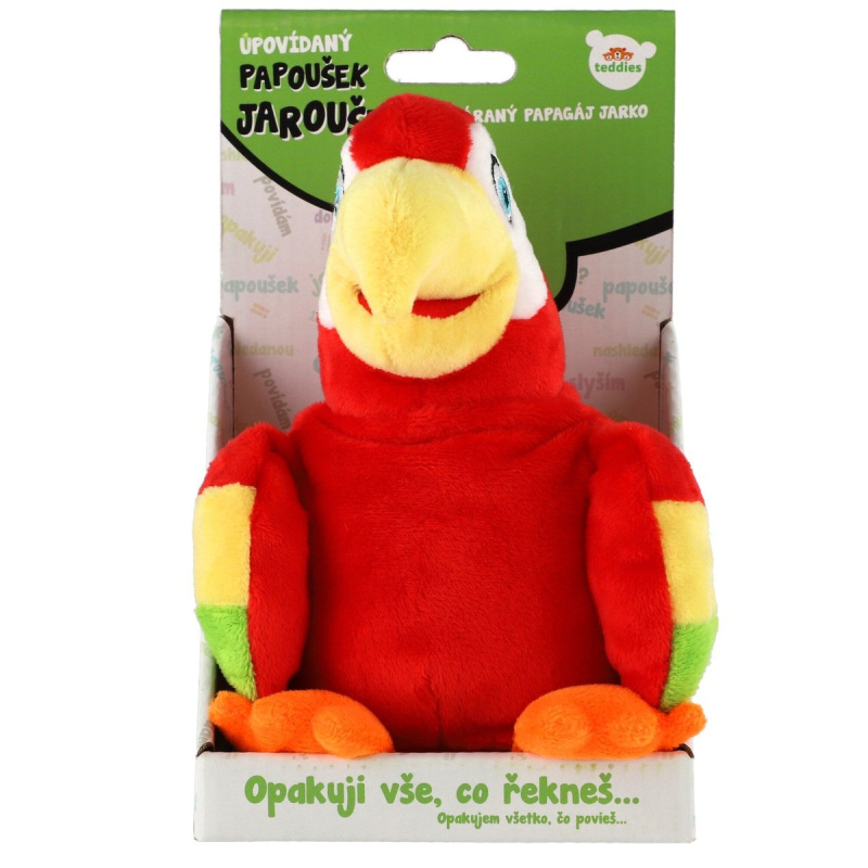 Teddies Papoušek Jaroušek opakující věty plyš 16cm na baterie se zvukem