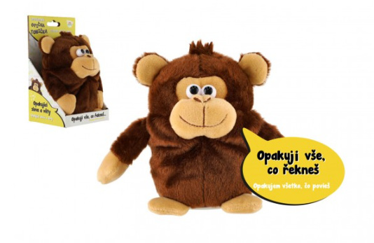 Teddies Opička Tonička opakující věty plyš 18cm na baterie se zvukem