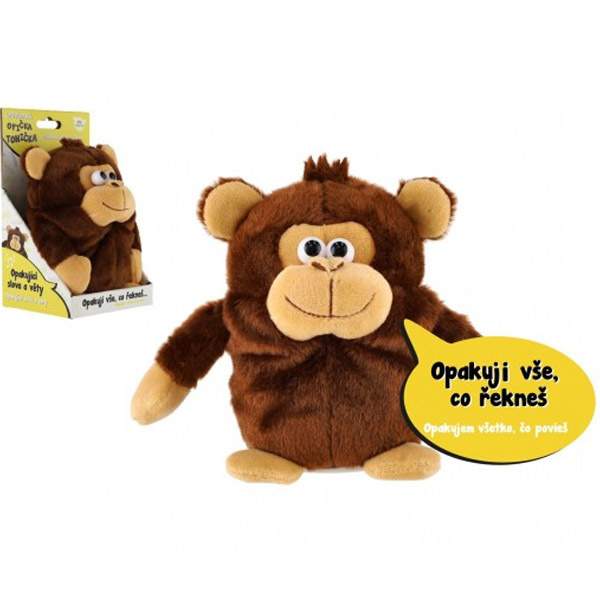 Teddies Opička Tonička opakující věty plyš 18cm na baterie se zvukem