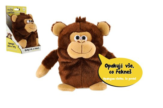 Teddies Opička Tonička opakující věty plyš 18cm na baterie se zvukem