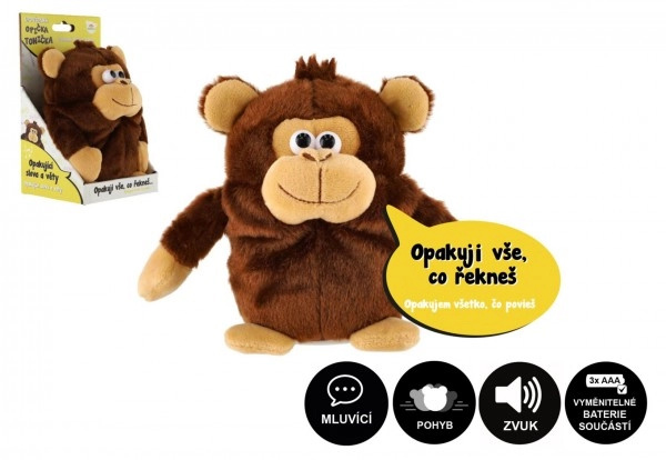Teddies Opička Tonička opakující věty plyš 18cm na baterie se zvukem