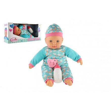 Teddies Panenka miminko 40cm měkké tělo s lahvičkou s dudlíkem 41x19x12,5cm