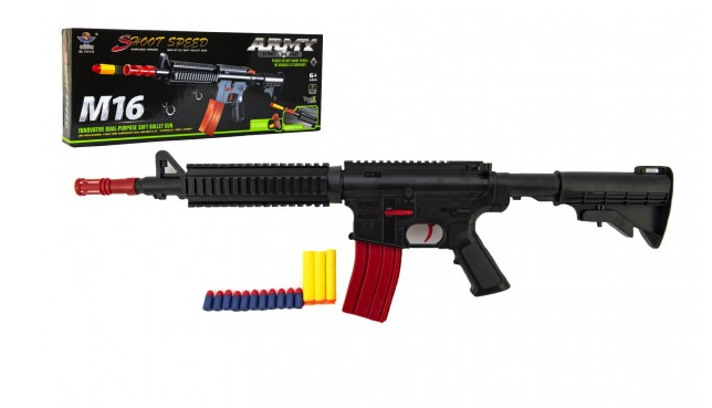 Samopal na pěnové náboje plast 68cm M16 v krabici