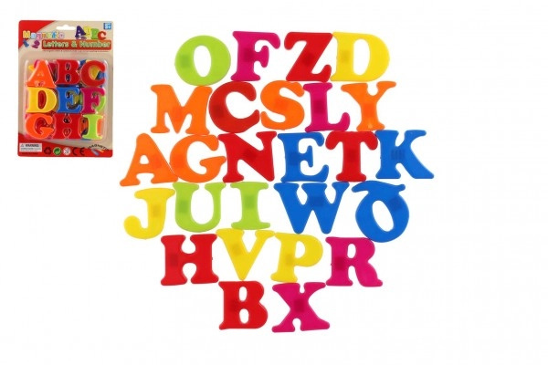 Teddies Magnetická písmena 4cm cca 27ks plast na kartě 15x21,5cm