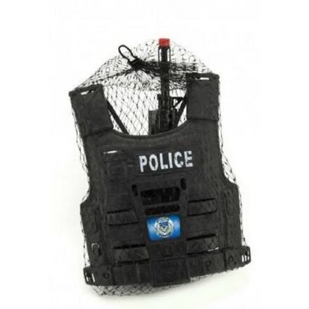 Sada policejní pistole a přilba s doplňky plast 38cm v síťce