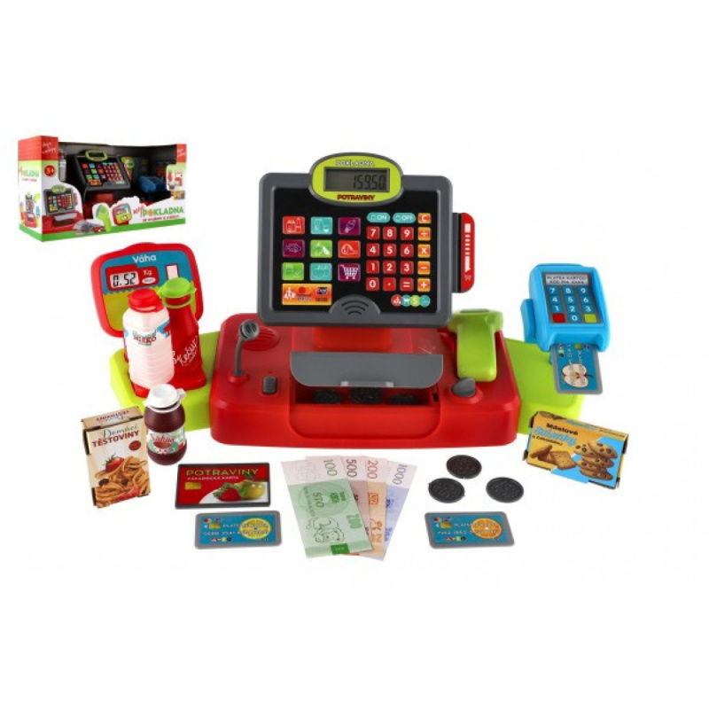 Teddies Pokladna velká digitální plast na baterie se zvukem a světlem