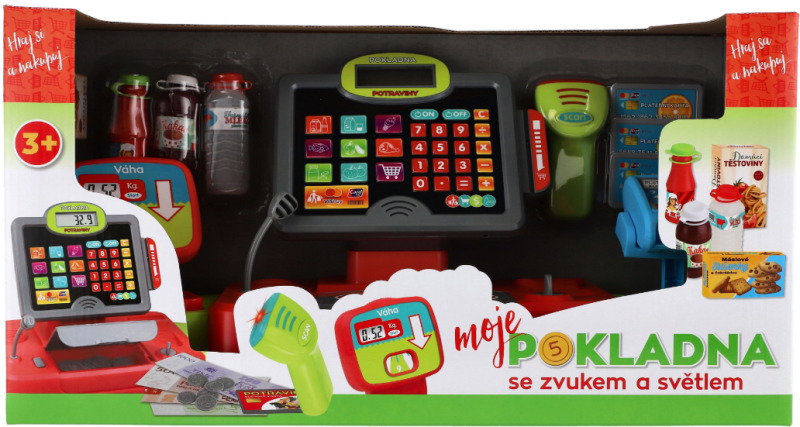 Teddies Pokladna velká digitální plast na baterie se zvukem a světlem