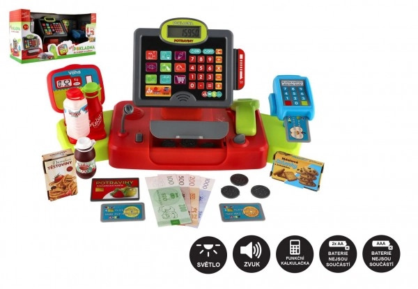 Teddies Pokladna velká digitální plast na baterie se zvukem a světlem