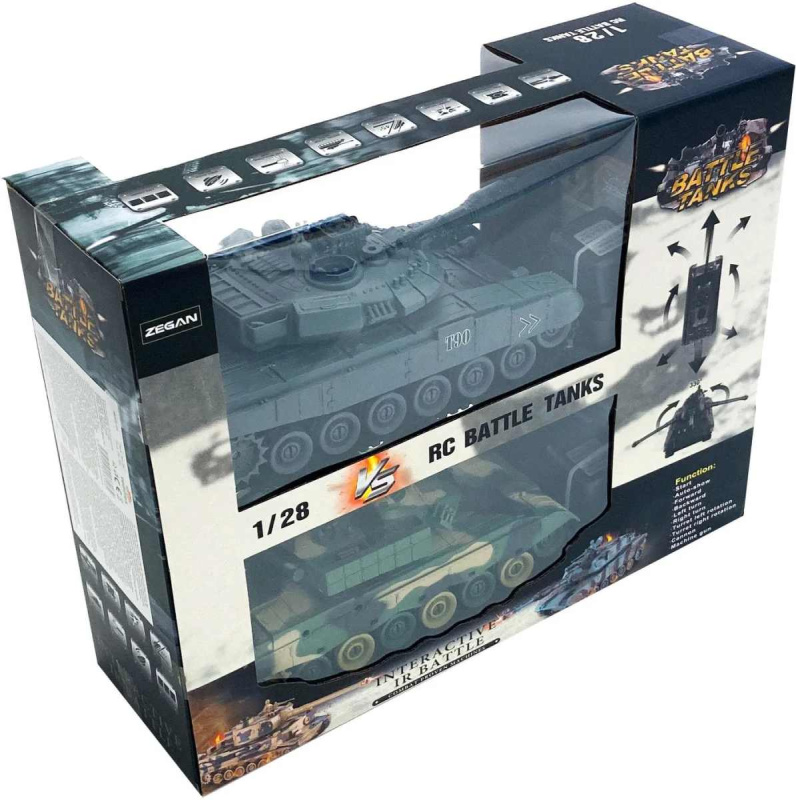 Teddies RC sada tanků 2 ks RTR 33 cm + dobíjecí pack tanková bitva se zvukem modrá a zelená 1:28