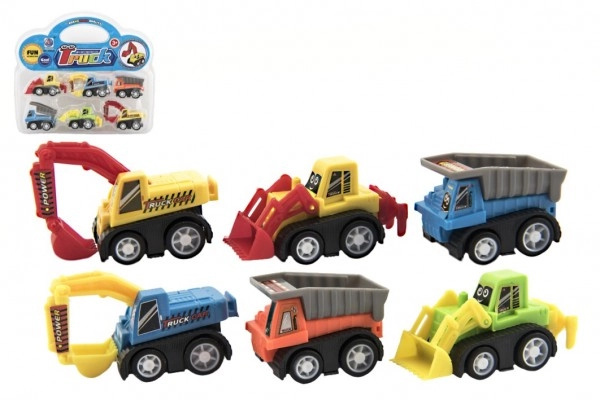 Teddies Auta mini plast 5cm stavební stroje 6ks v blistru