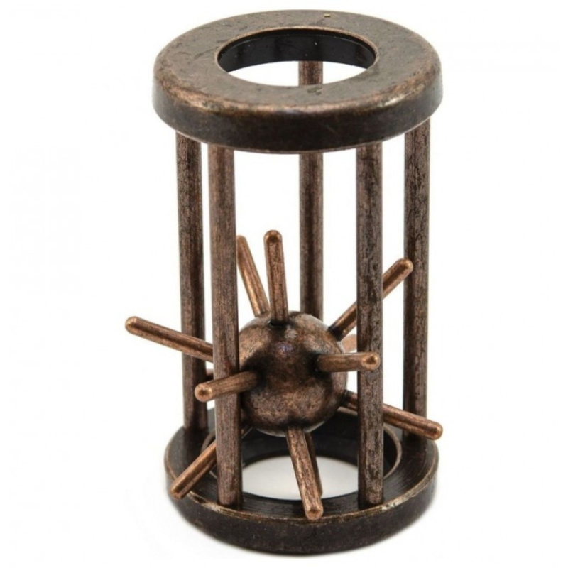 Hlavolam ježek v kleci kovový hnědý 4,5 x 7,5 cm