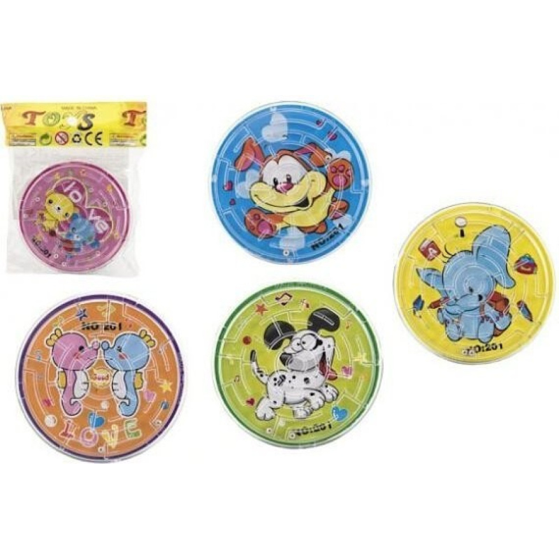 Teddies Bludiště hlavolam s kuličkou plast 7 cm 6 barev v sáčku