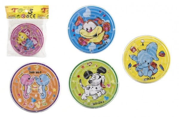 Teddies Bludiště hlavolam s kuličkou plast 7 cm 6 barev v sáčku