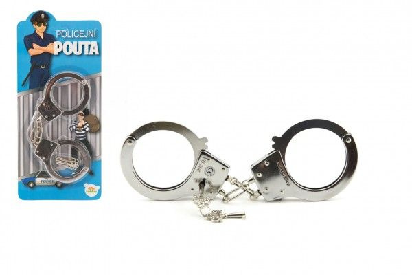 Teddies pouta policejní kov 17cm s klíčem na kartě