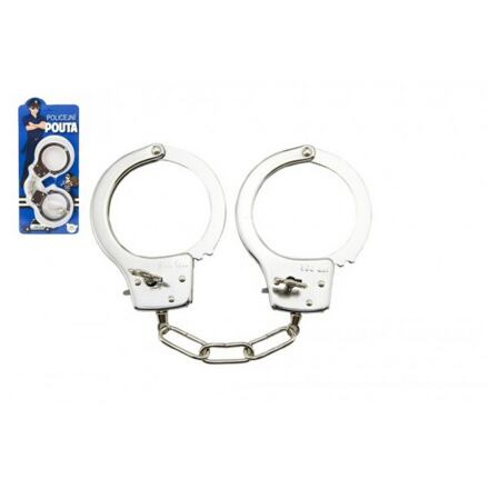 Teddies pouta policejní kov 17cm s klíčem na kartě