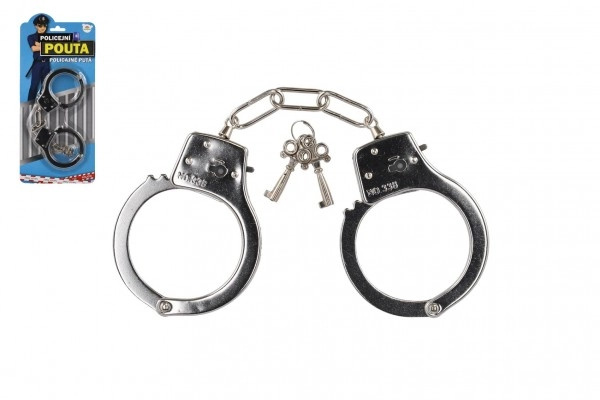 Teddies pouta policejní kov 17cm s klíčem na kartě