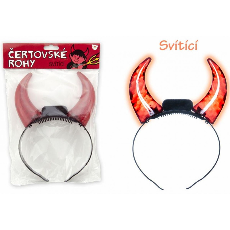 Teddies Rohy čertovské svítící plast 15cm na baterie v sáčku