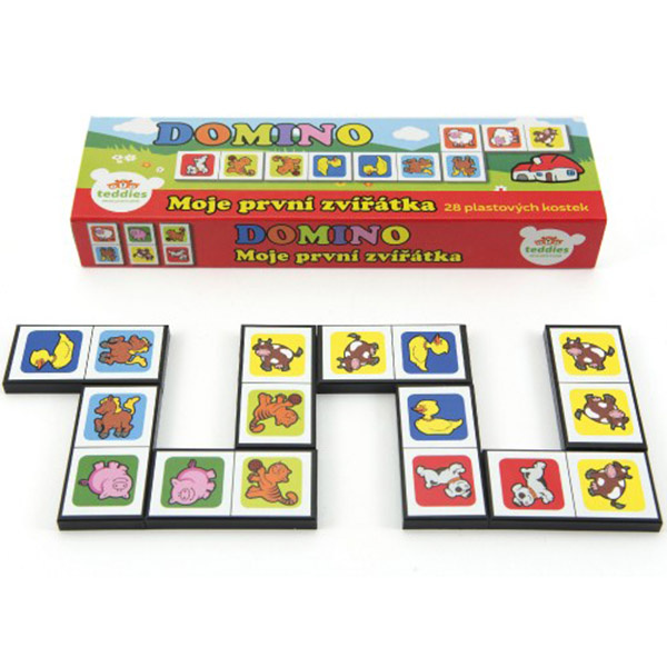 Domino Moje první zvířátka 28ks společenská hra v krabičce 21x6x3cm