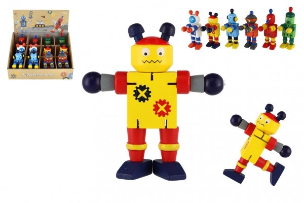 Teddies Robot dřevěný 12 cm