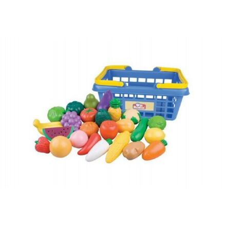 Teddies Nákupní košík ovoce/zelenina 25ks plast 28x13x22cm v síťce