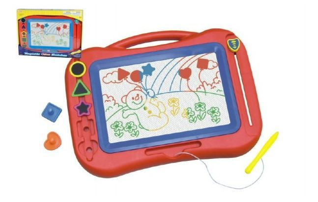 Magnetická tabulka barevná   razítka 5ks plast 43x30cm v krabici