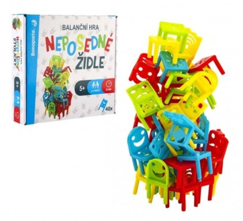 Teddies Neposedné židle 40 ks balanční společenská hra