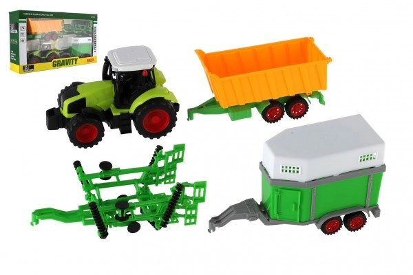 Teddies Traktor s vlekem 3 ks plast 19 cm na setrvačník