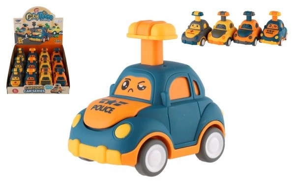 Teddies Auto/Autíčko zmáčkni a jeď plast 9cm na setrvačník 4 druhy