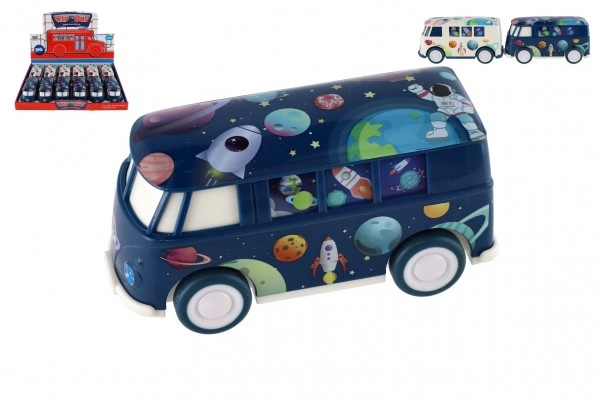 Teddies Autobus vesmír plast 13cm na setrvačník 2 barvy