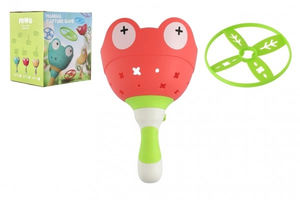 Teddies Vystřelovací vrtulka žába plast 22cm + startér v krabici 14x15x11cm