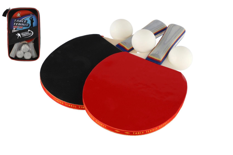 Sada na stolní tenis: 2 pálky + 3 míčky v pouzdru